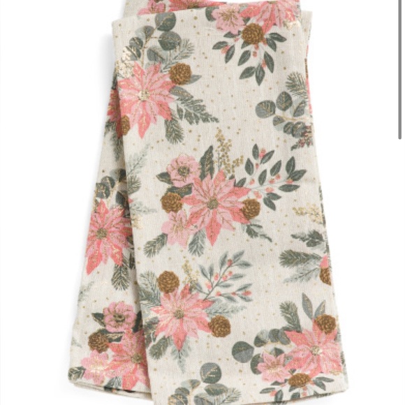 NEW Shabby Chic Set of Two Cotton Holiday Poinsettias Dish Towels 20” x 30” - Picture 2 of 8